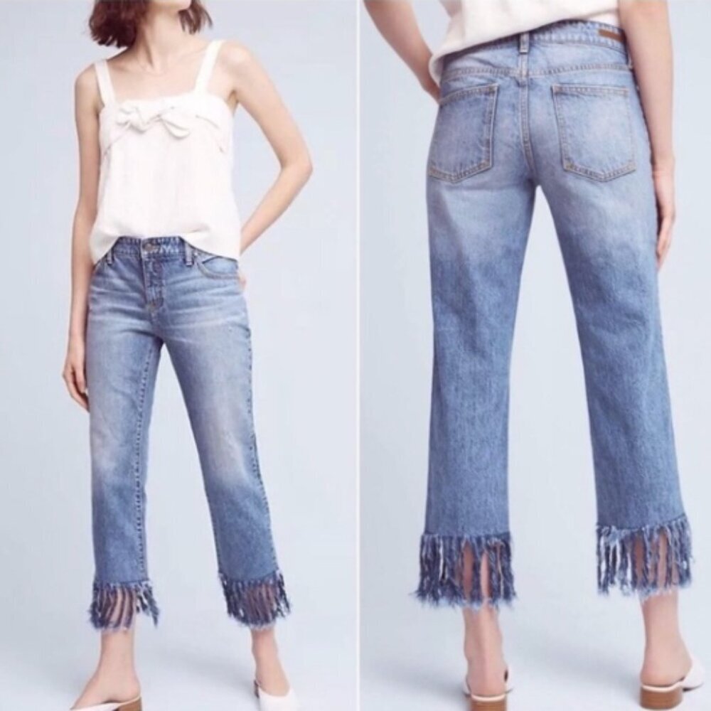 Anthropologie Pilcro and the Letterpress ‘Hyphen’ Crop Fringe Jeans Size 30